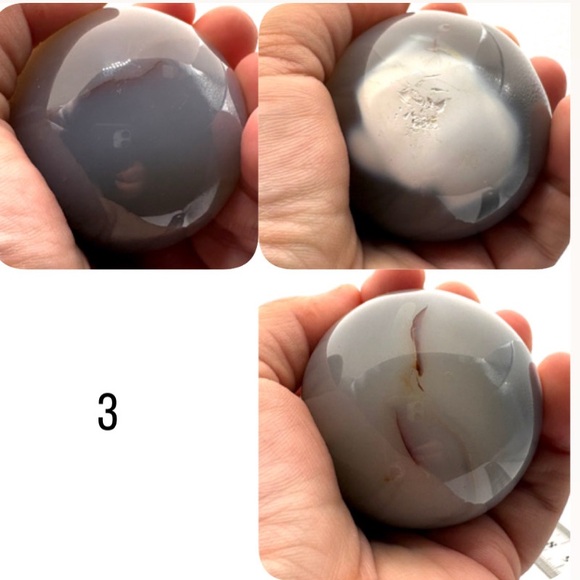 Set of 3 Crystal Spheres- Volcano Agate, Septarian & Orca Agate- with stand - Picture 4 of 10